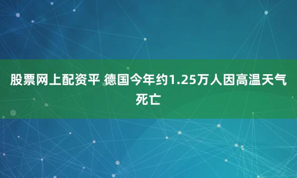 股票网上配资平 德国今年约1.25万人因高温天气死亡